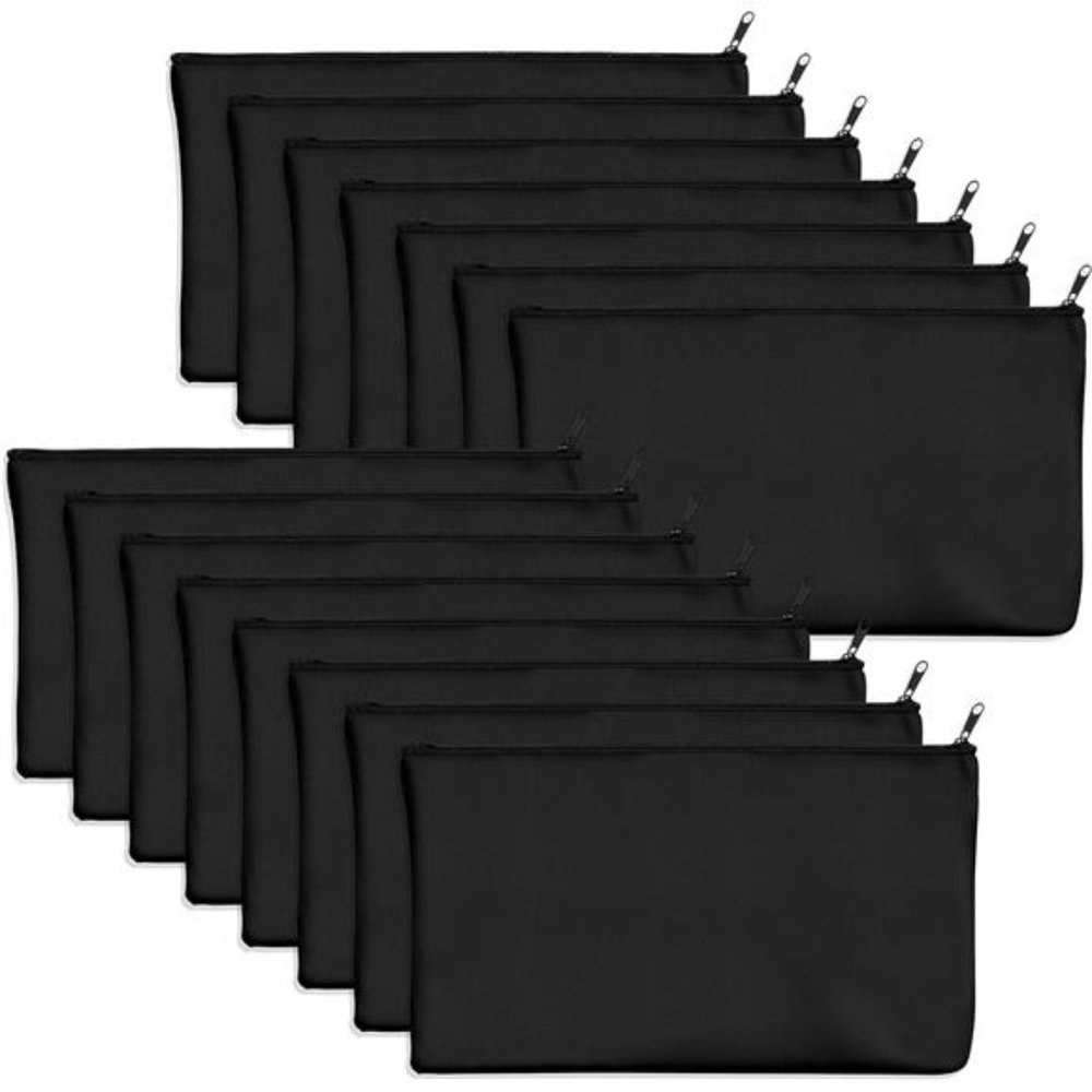 15 Pack Blank Cotton Canvas DIY Craft Zipper Bags Pouches Pencil Case for Makeup